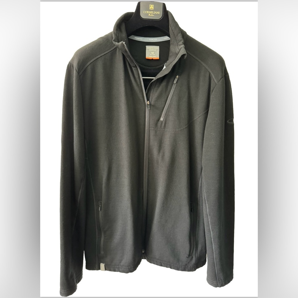 Icebreaker men’s medium full zip 360 weight merino wool jacket / baselayer black